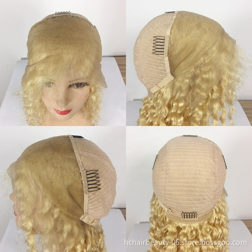 #613 Blonde Deep Wave Wigs  Remy Brazilian Human Hair Lace Frontal Wigs Pre Plucked Honey Blonde  Lace Wigs With Baby Hair